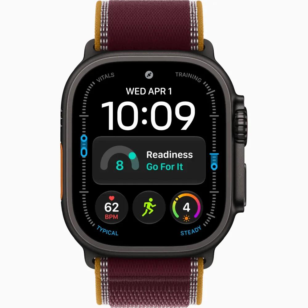 Смарт-часы Aoole Watch Ultra 4 GPS + Cellular 49mm M/L Black Titanium Case with Burgundy Trail Loop MJC44QI/A купить,NaN
