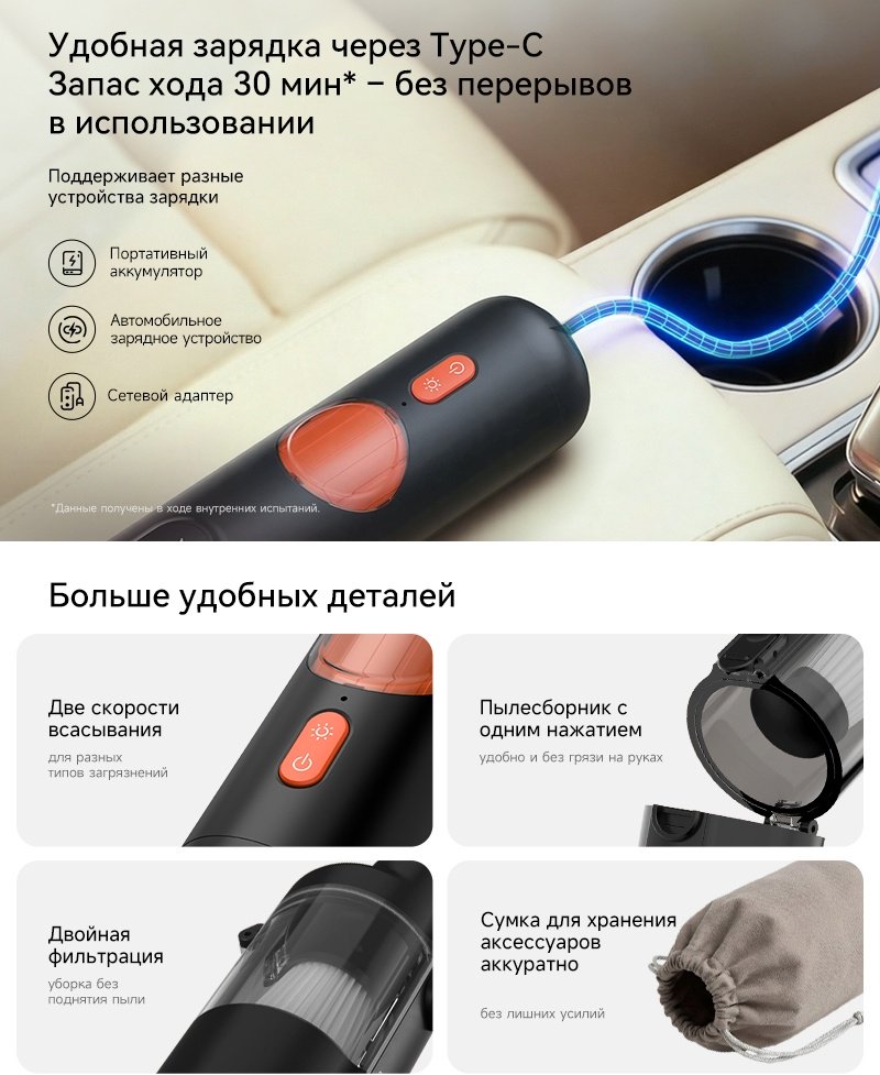 Пылесос Deerma XC01 черный купить,NaN