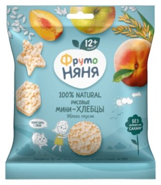 ФрутоНяня хлебцы рисовые Яблоко-персик с 12 месяцев 30 г - ForteMarket ФрутоНяня хлебцы рисовые Яблоко-персик с 12 месяцев 30 г купить,NaN