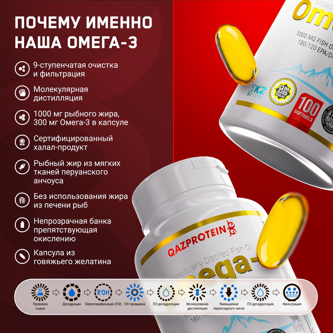 Qazprotein Omega-3 капсулы 100 шт