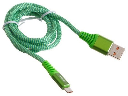 Переходник CROWN USB 2.0 (M), micro-USB 2.0 (M), 1 м, CMCU-3102M зеленый купить,1590
