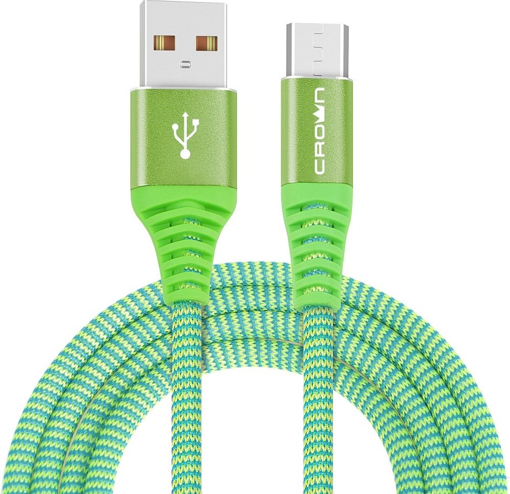Переходник CROWN USB 2.0 (M), micro-USB 2.0 (M), 1 м, CMCU-3102M зеленый купить,1590