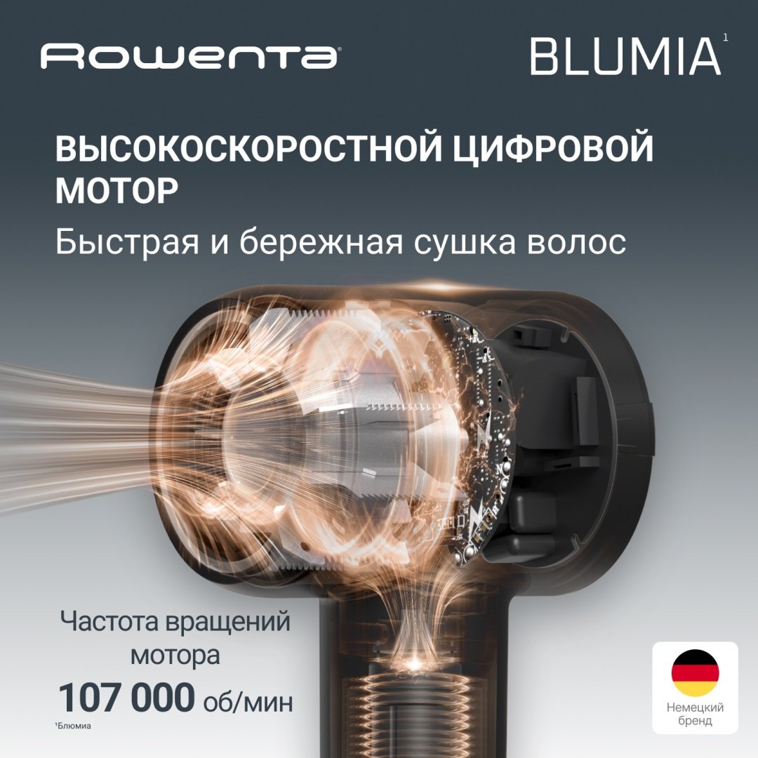 Rowenta Blumia HY5N10E0 компактный фен голубой купить,41990