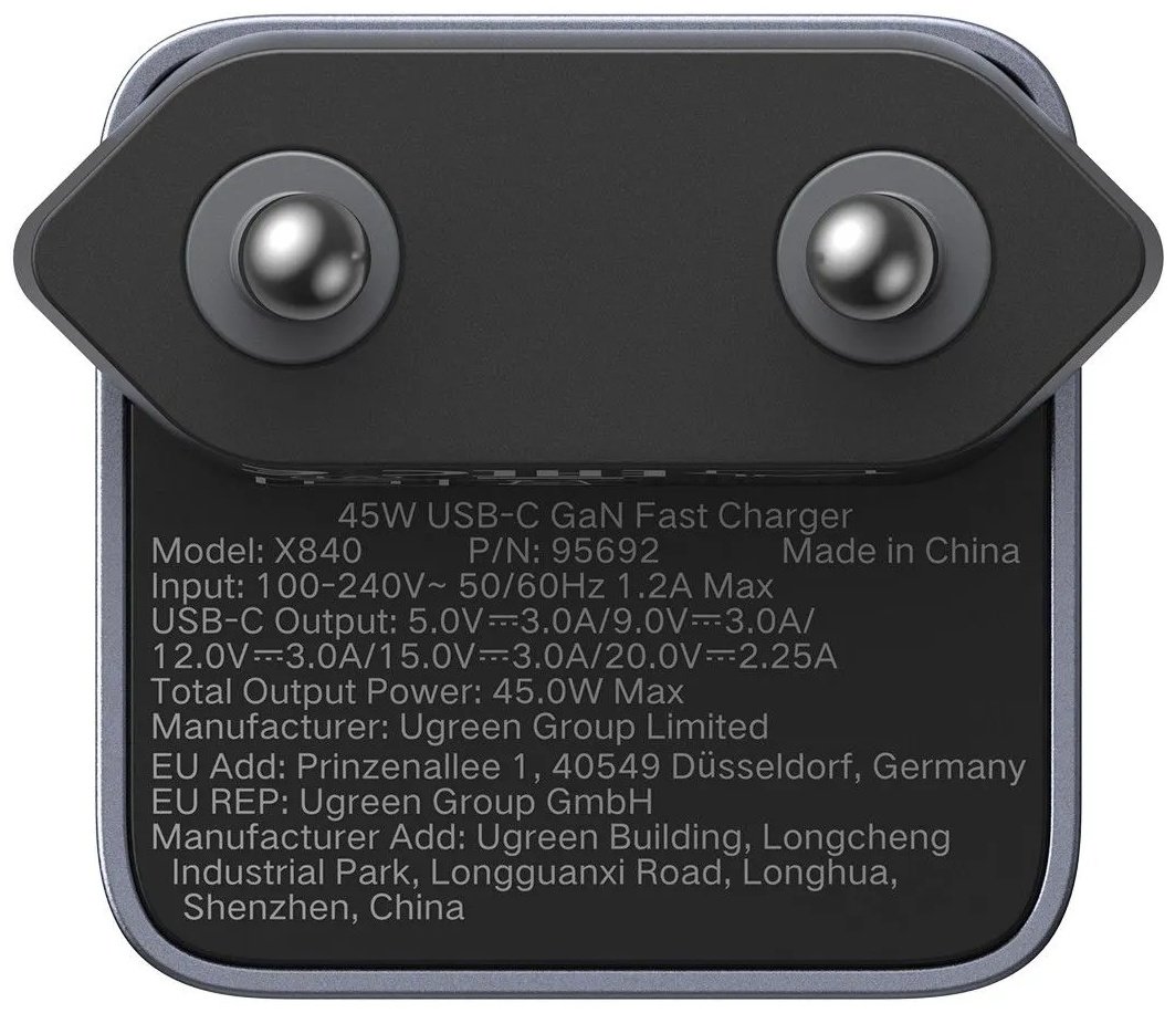 Зарядное устройство Ugreen X840 USB Type-C 45 Вт серый купить,NaN