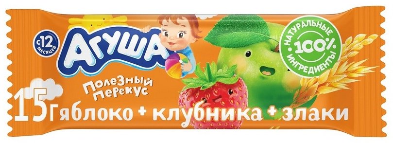 Агуша яблоко, клубника, злаки 15 гр купить,NaN