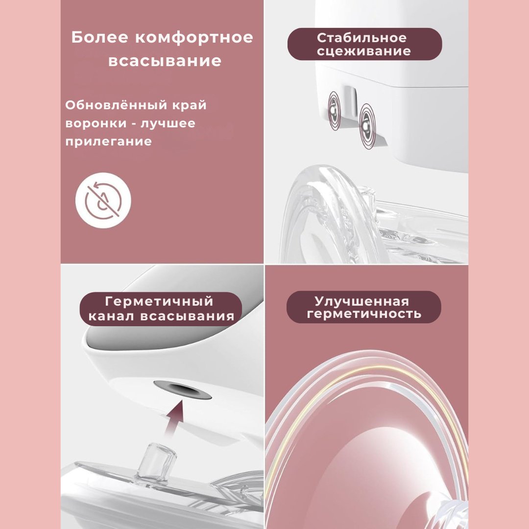 Молокоотсос электрический Momcozy одинарный, носимый, hands-free, с LED-дисплеем, 200006 серый купить,NaN