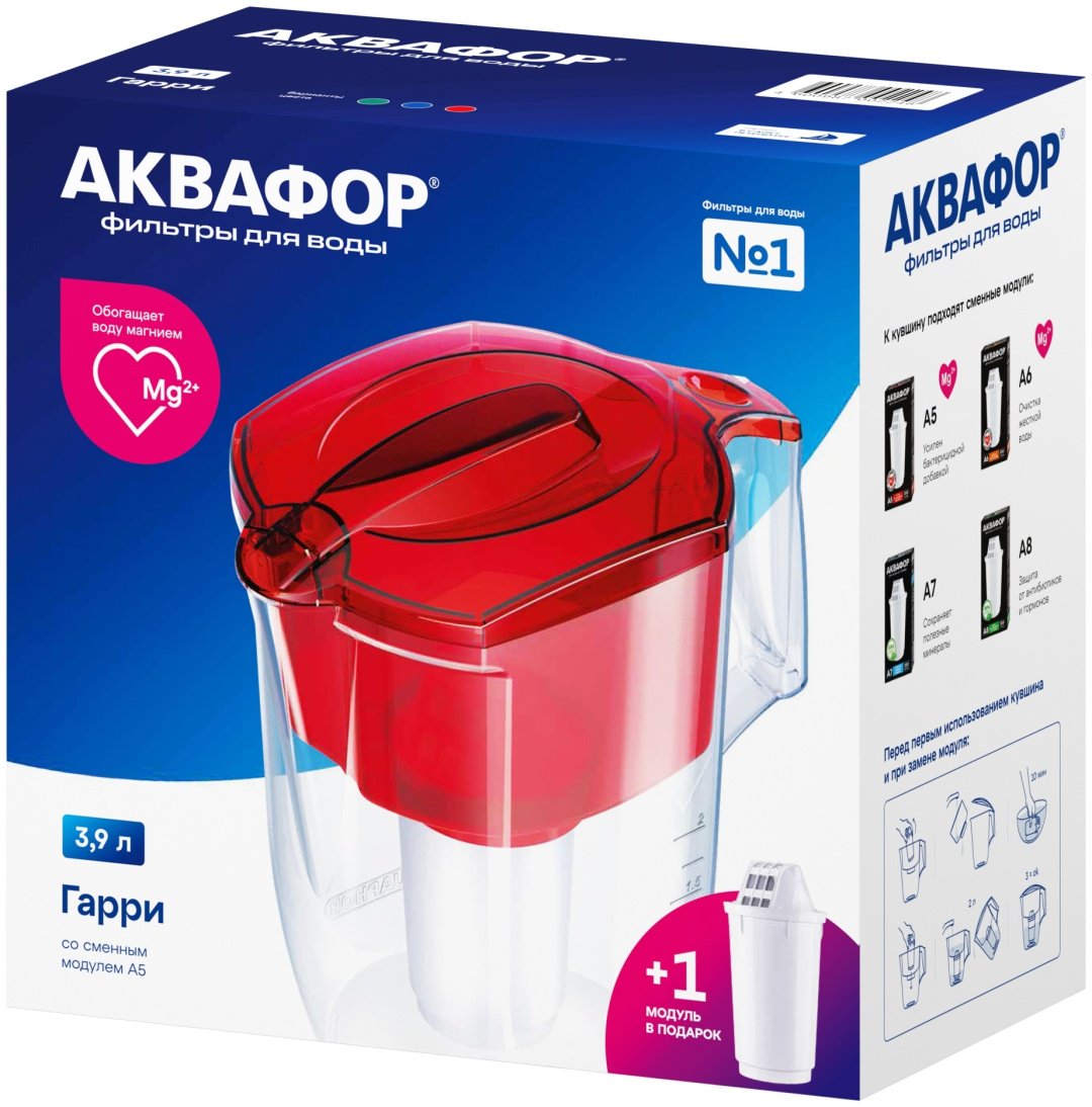 Фильтр-кувшин Аквафор Гарри красный + дополнительный модуль купить,4300