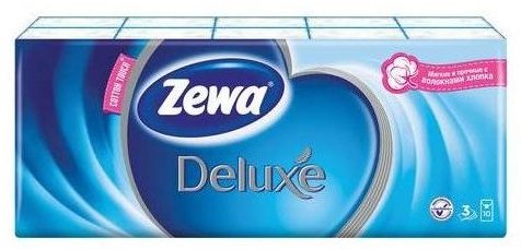 Zewa Deluxe носовые платки бумажные 3 слоя 10 упаковок по 10 штук купить,NaN