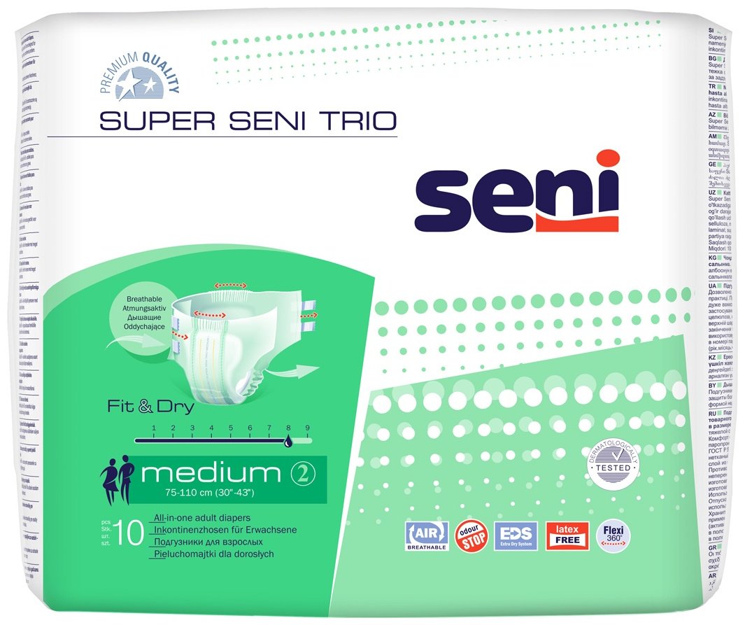 Seni Super Trio подгузники для взрослых M 10 шт купить,NaN