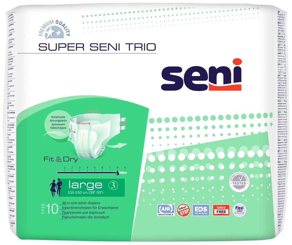 Seni Super Trio подгузники для взрослых L 10 шт купить,NaN
