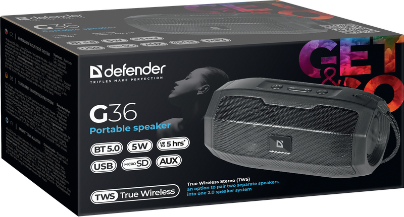 Портативная колонка Defender G36 черная купить,NaN