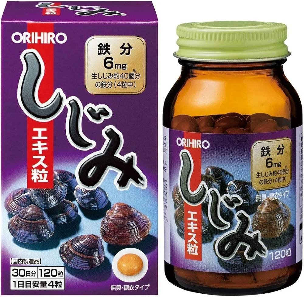 ORIHIRO Shijimi Extract (экстракт моллюска корбикулы шиджими) курс 30 дней драже 120 шт купить,NaN
