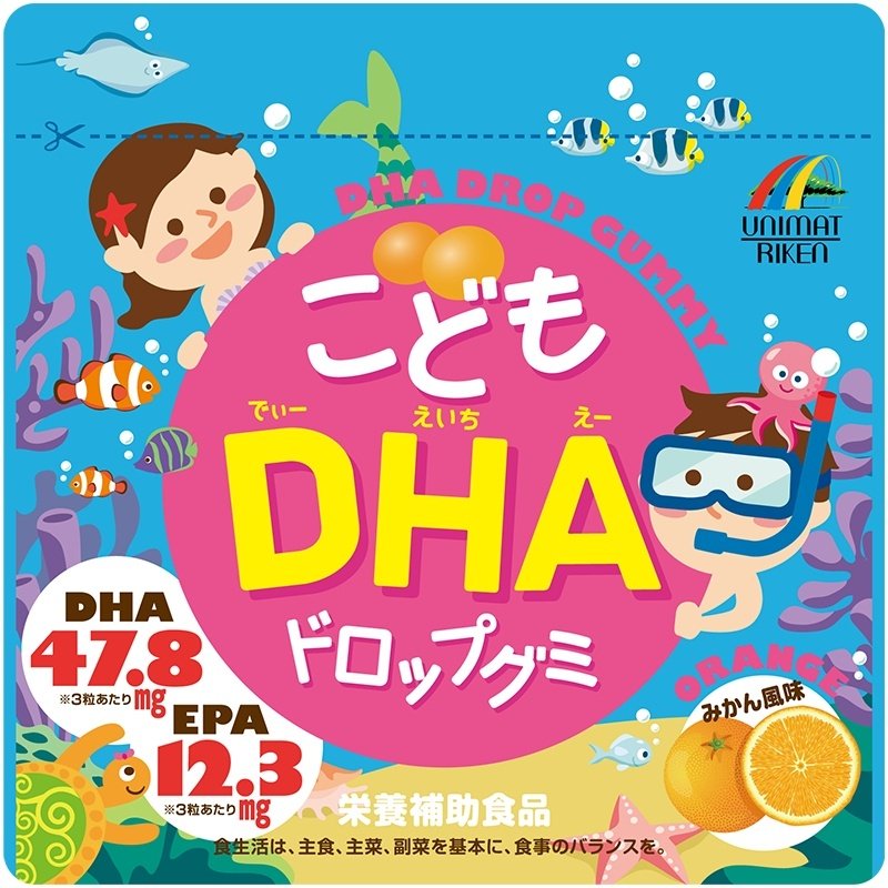 Unimat Riken Kodomo DHA + EPA Drop Gummy (вкус апельсина), курс 30 дней пастилки 90 шт купить,NaN