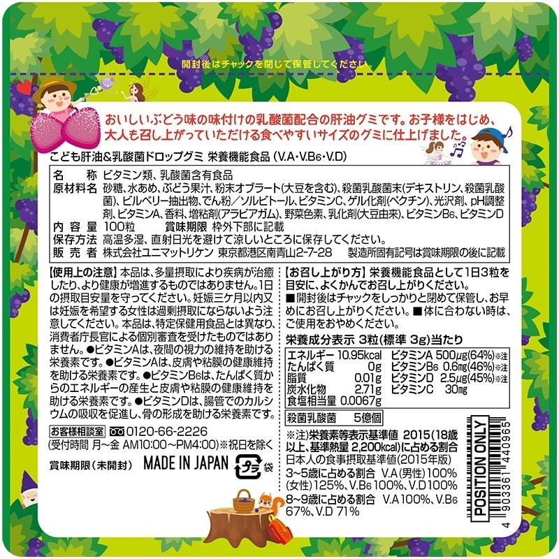 Unimat Riken Рыбий жир + витамины + лактобактерии (вкус винограда) курс 33 дня таблетки 100 шт купить,NaN