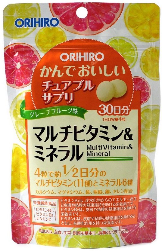 ORIHIRO ORIHIRO Мультивитамины со вкусом тропических фруктов таблетки 120 шт купить,NaN