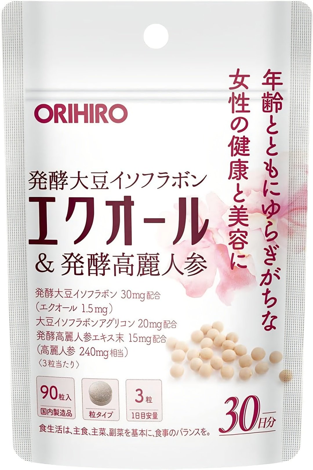 ORIHIRO Соевые изофлавоны и женьшень таблетки 90 шт купить,NaN