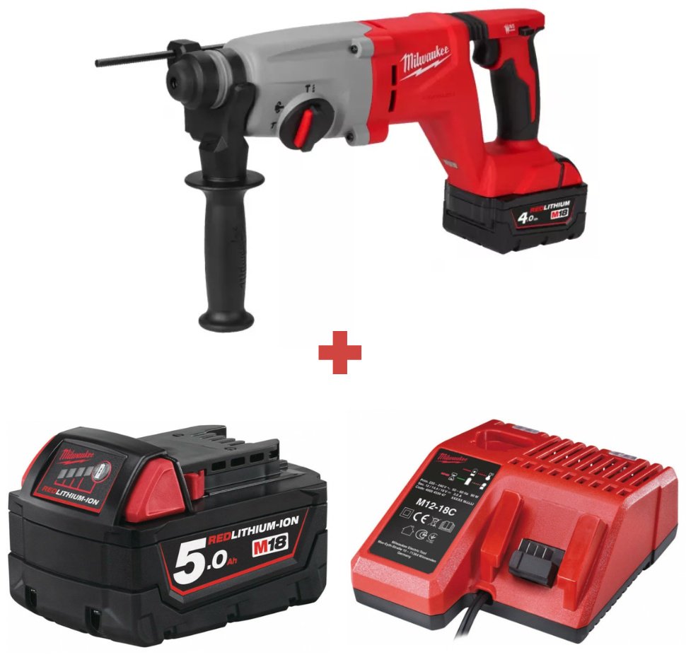 Перфоратор Milwaukee M18 BLHACD26-0 (4933492483) + M18 B5 (4932430483) + М12-18С (4932352959) 2.6 Дж, SDS-Plus купить,NaN