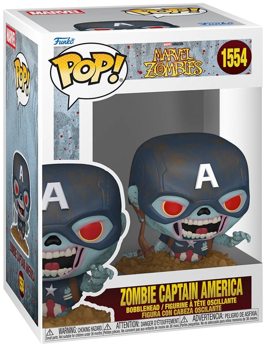 Funko Фигурка Funko POP! Bobble Marvel Zombies Zombie Captain America (1554) по мотивам мультсериала "Зомби Marvel". 10 см 1 шт