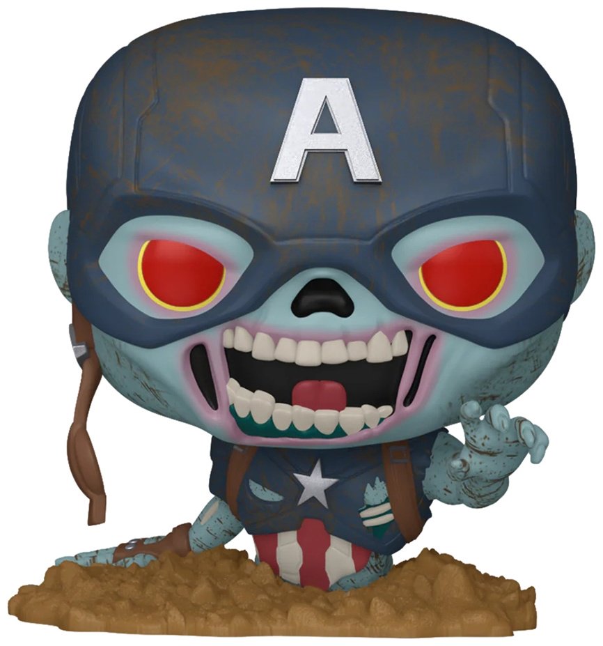 Funko Фигурка Funko POP! Bobble Marvel Zombies Zombie Captain America (1554) по мотивам мультсериала "Зомби Marvel". 10 см 1 шт