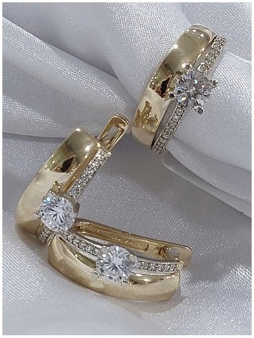 Комплект Exclusive Gold 85578865 вес 6 г золото, фианит