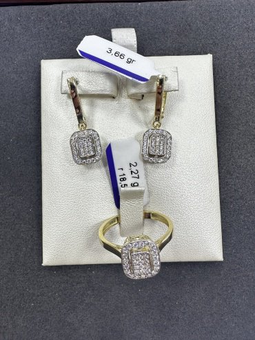 Комплект Exclusive Gold 553666 вес 5.93 г золото, фианит купить,441200
