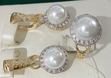Комплект Exclusive Gold 5533876 вес 11.4 г золото, бриллиант, жемчуг купить,0