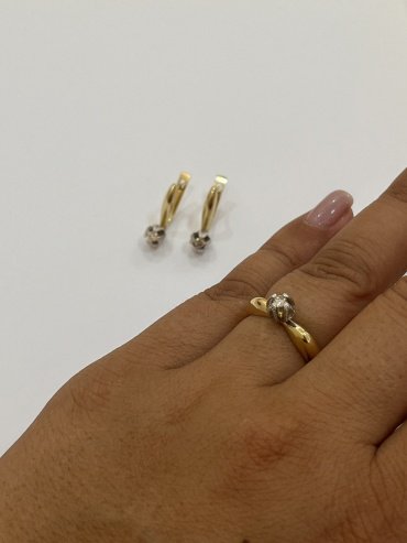 Комплект Exclusive Gold TOHA124676433 вес 3.5 г золото, бриллиант купить,NaN