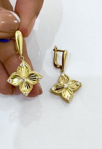 Серьги Exclusive Gold 8555433 вес 6.8 г золото, фианит купить,NaN