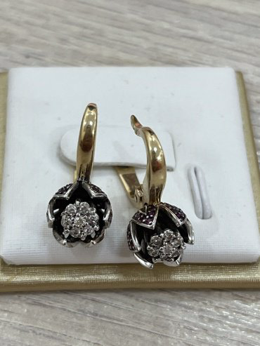 Серьги Exclusive Gold Sharm вес 7.07 г золото, бриллиант, гранат купить,NaN