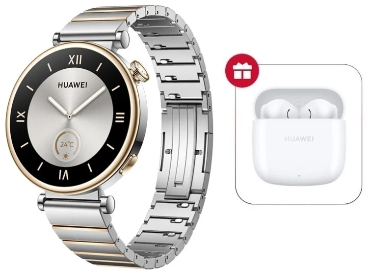 Смарт часы Huawei Watch GT 4 Aurora-B19L 41 мм Stainless Steel Strap + Подарок Наушники Huawei FreeBuds SE 2 White