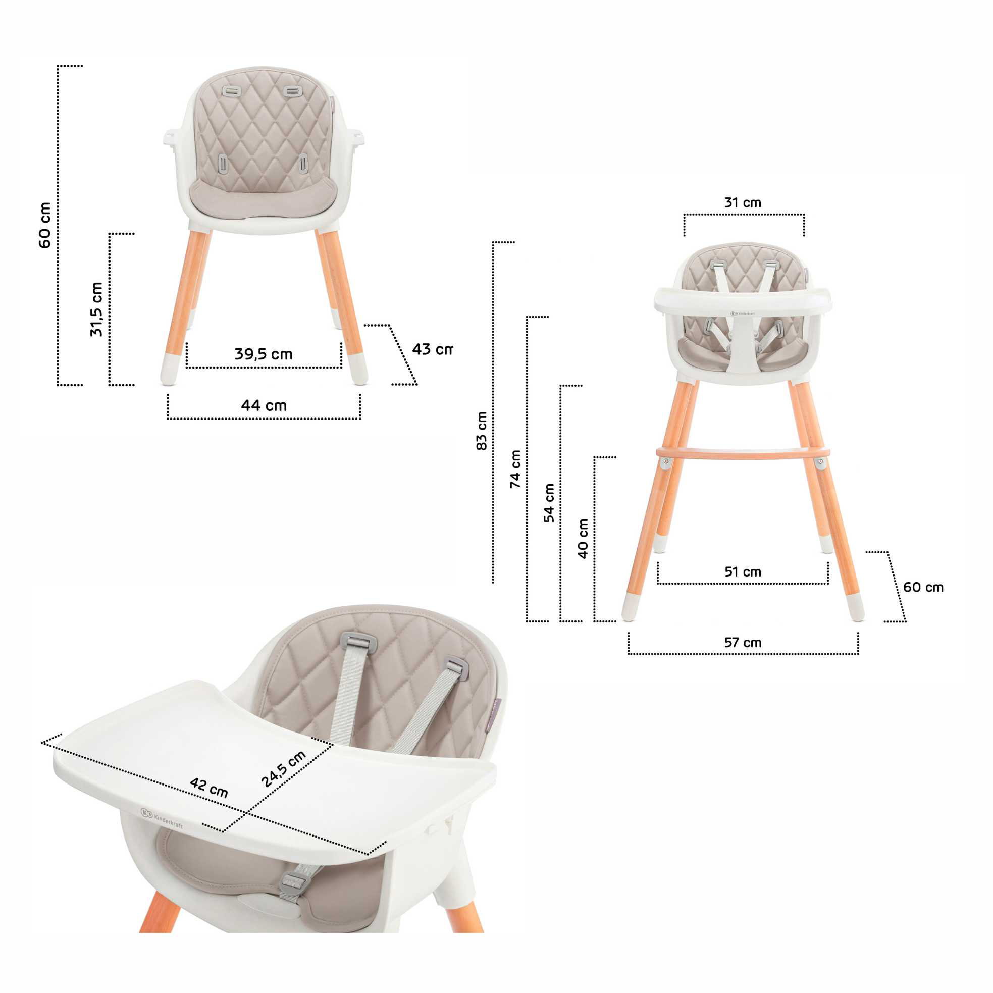Стульчик для кормления Kinderkraft Sienna Grey купить,NaN