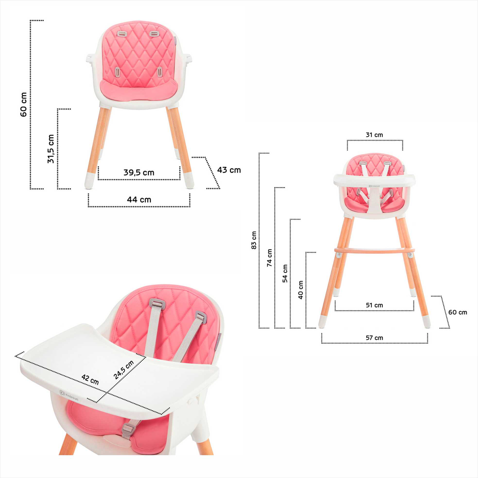 Стульчик для кормления Kinderkraft Sienna Pink купить,NaN
