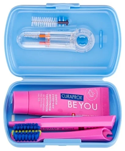 Набор по уходу за полостью рта Curaprox Travel Set Ortho розовый/голубой купить,19877