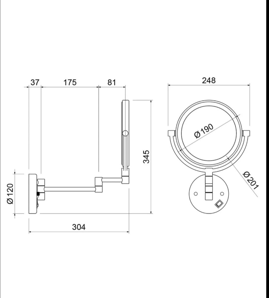 Зеркало настенное DIOLA 20x20 см купить,NaN