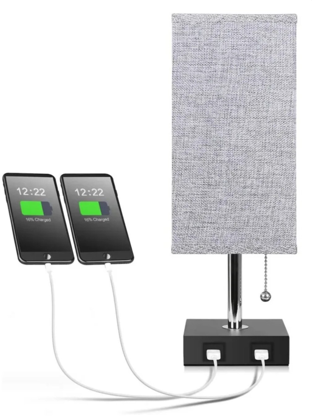 Diola умный ночник Настольная лампа с 2 USB - портами, серый нейлон, металл, ткань купить,NaN