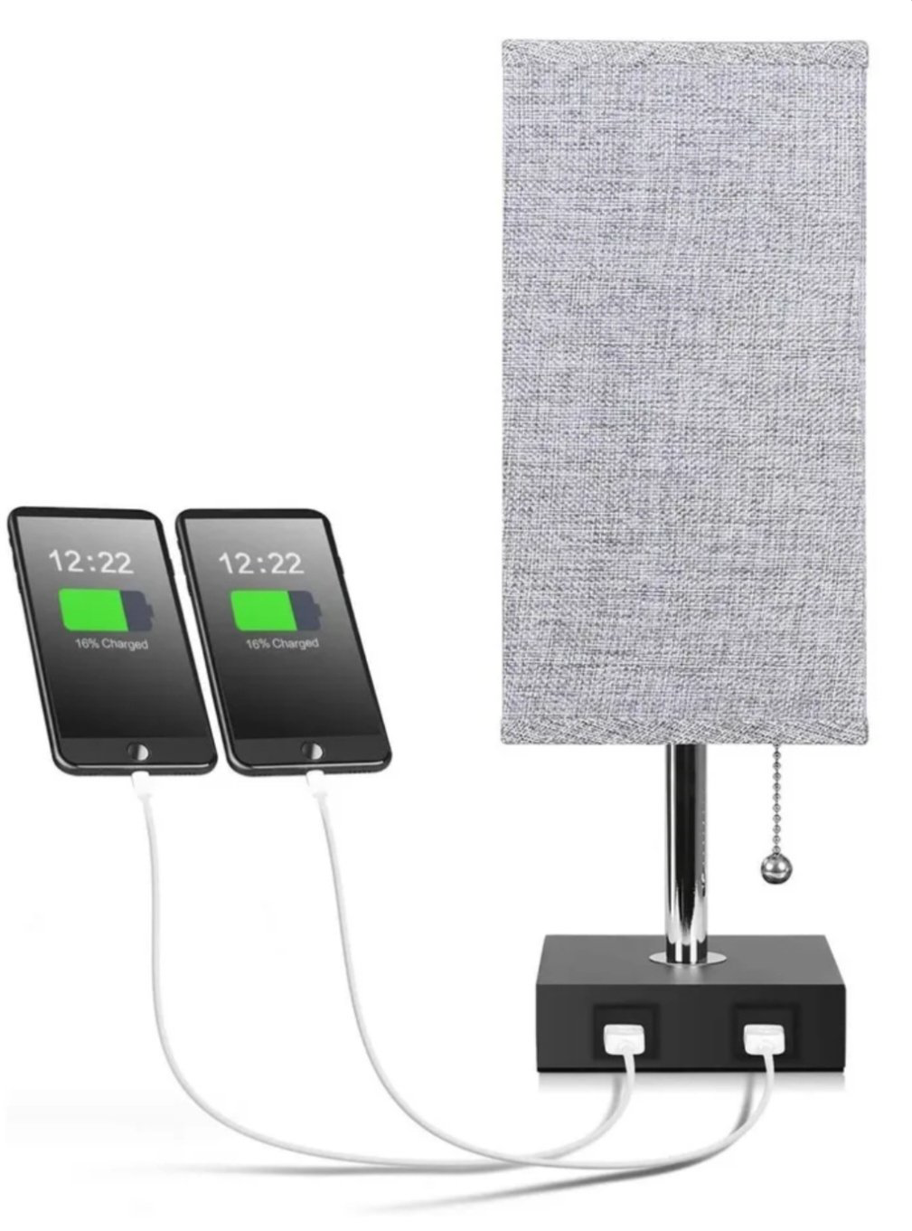 Diola умный ночник Настольная лампа с 2 USB - портами, серый нейлон, металл, ткань купить,NaN