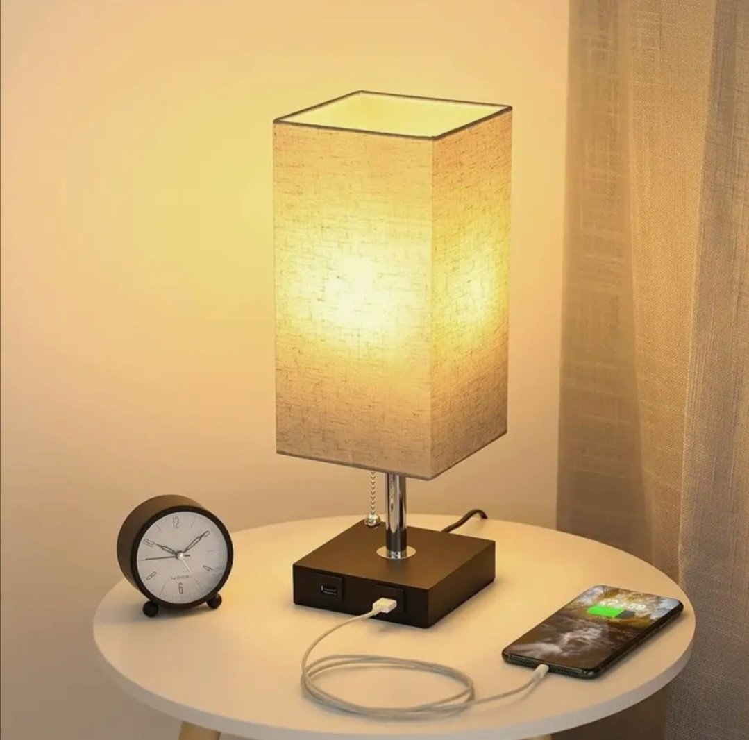 Diola Умная настольная лампа с двумя USB портами, металл, пластик, ткань. купить,NaN