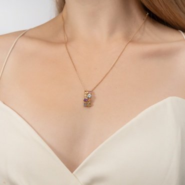 Подвеска PLATINA 03-3207-00-730-1110-57 вес 2.34 г золото, аметист, топаз, цитрин купить,NaN