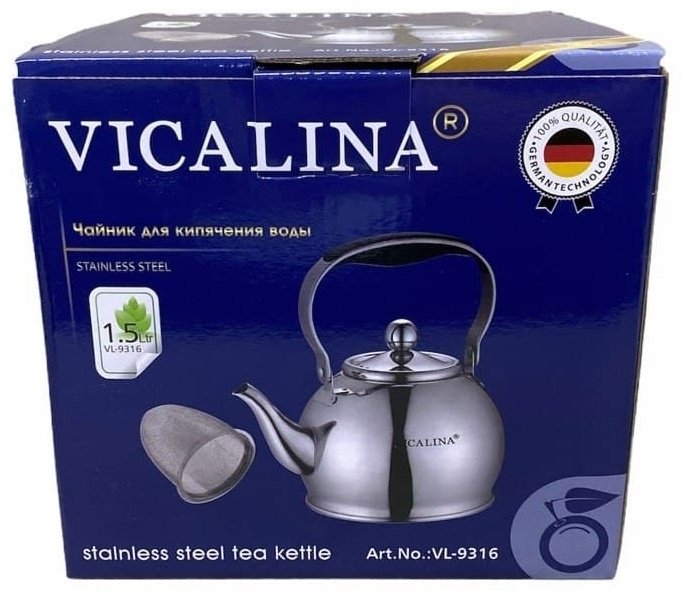Vicalina чайник VL9316 1.5 л, нержавеющая сталь