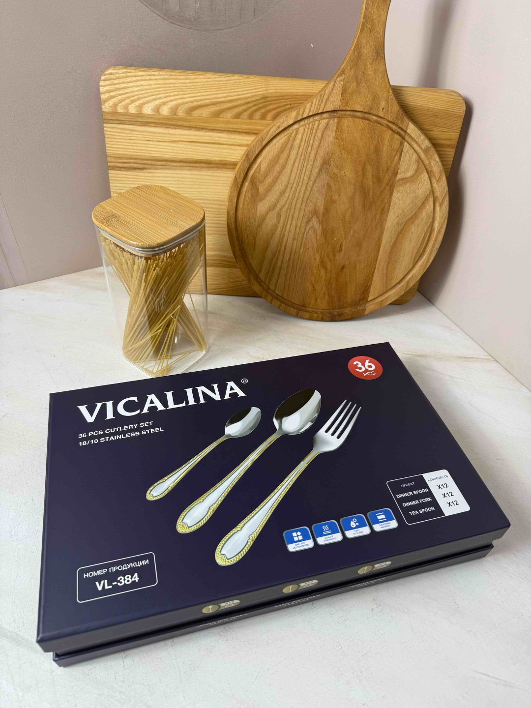 Набор столовых приборов Vicalina 36 шт, золотистый, серебристый VL-384