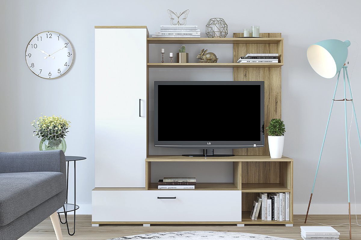 Стенка для гостиной Горизонт Лима дуб золотой крафт/белый купить,51999