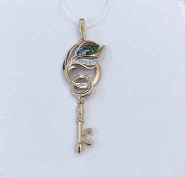 Подвеска PLATINA 966788655 вес 3 г золото, фианит, топаз купить,NaN