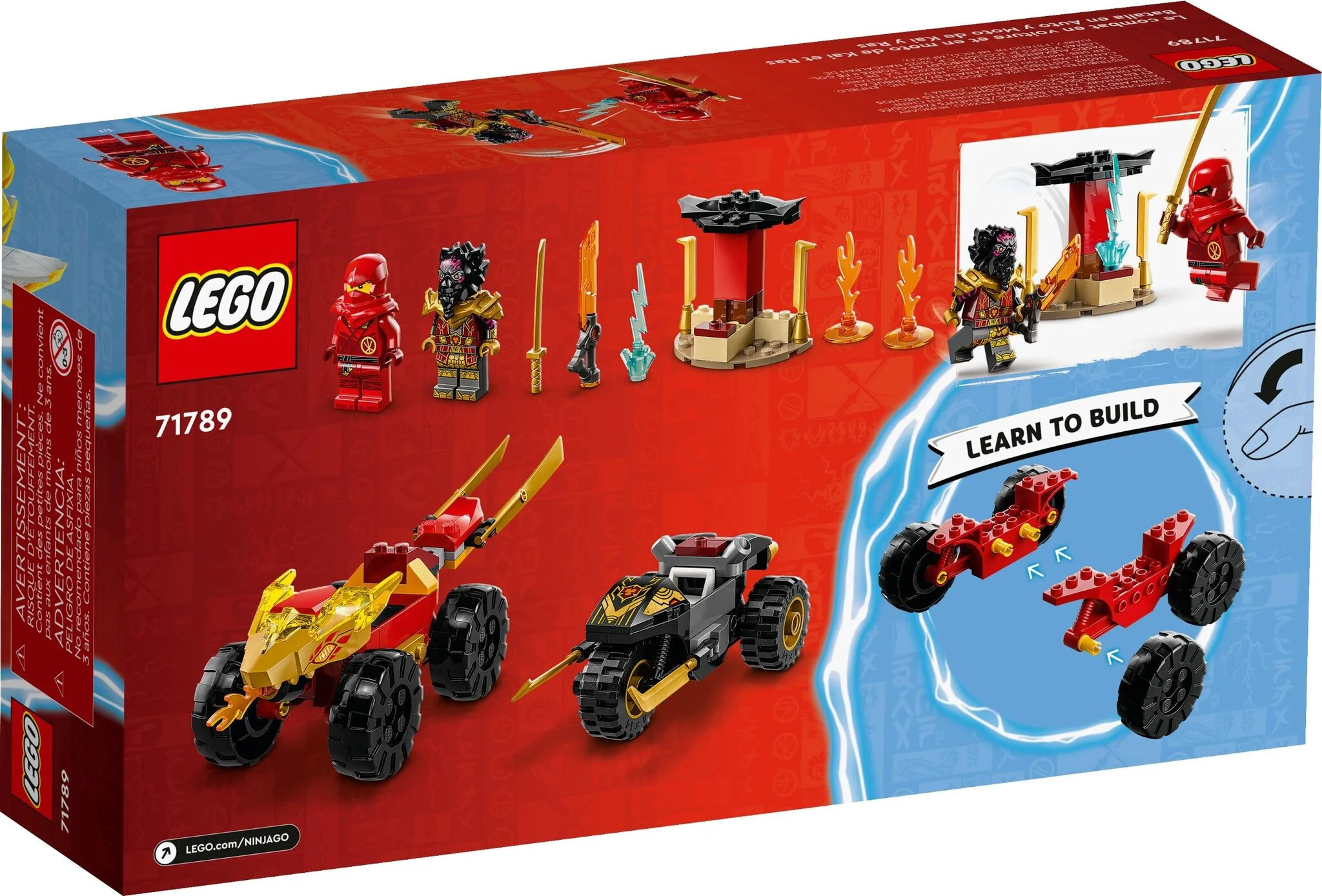 Конструктор LEGO Ниндзяго Машина Кая и мотоцикл Раса 71789 