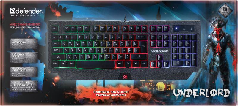 Клавиатура Defender Underlord GK-340L черная купить,0