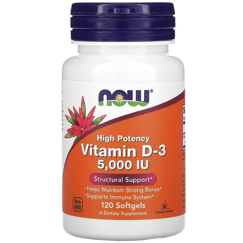 Now Foods Vitamin D-3 5000 IU 120 капсул купить,6990