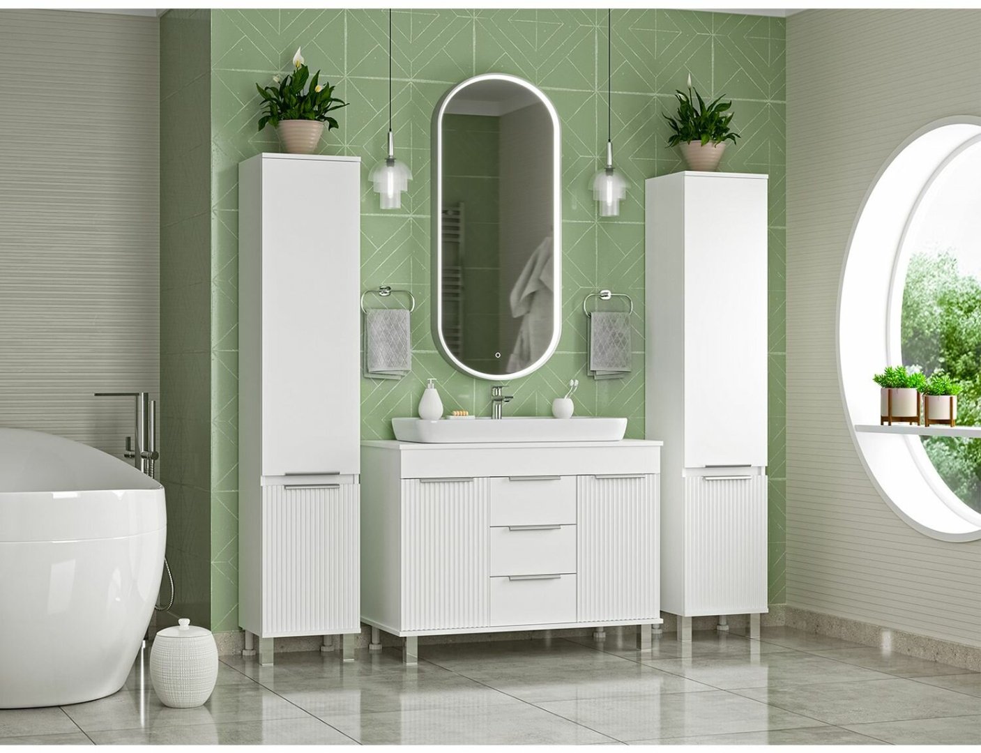 Шкаф-пенал Brevita ENF-05035-010L 35x34x165см белый купить,NaN