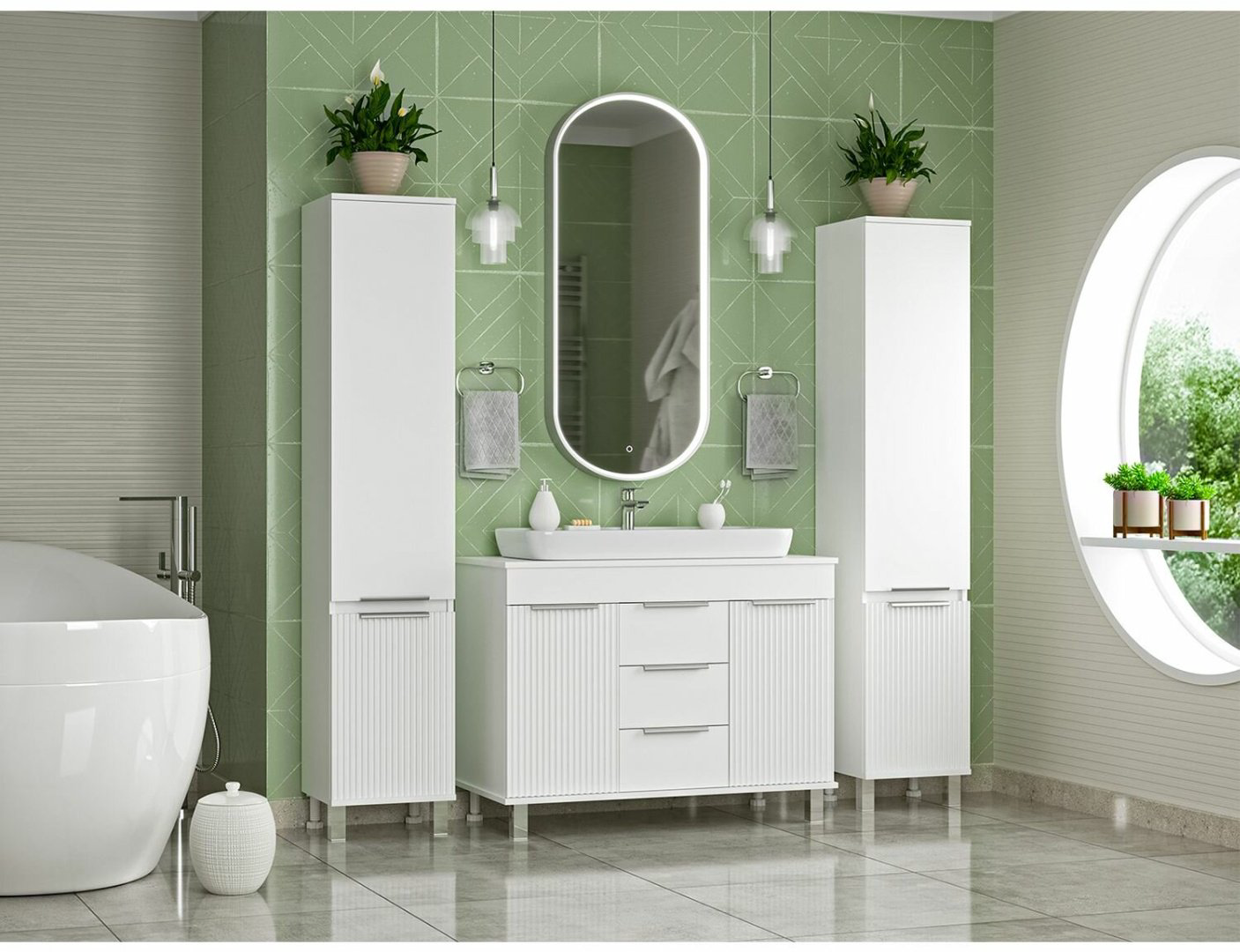 Шкаф-пенал Brevita ENF-05035-010L 35x34x165см белый купить,NaN