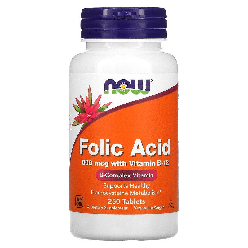 Now Foods Folic Acid фолиевая кислота 800 мкг 250 таблеток
