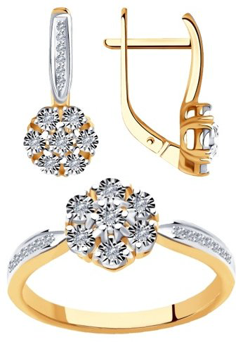 Комплект Diamant SET-51-210-00788-1_18 вес 5.71 г золото, бриллиант купить,NaN