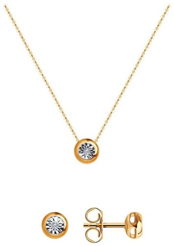 Комплект Diamant 51-222-01074-1 вес 2.73 г золото, бриллиант купить,NaN